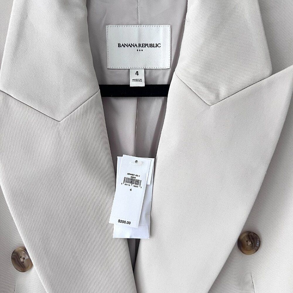 NWT Banana Republic Women's Stretch-Cotton Icon Blazer Cream 4 - Picture 3 of 11